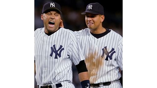 Alex Rodriguez with Derek Jeter