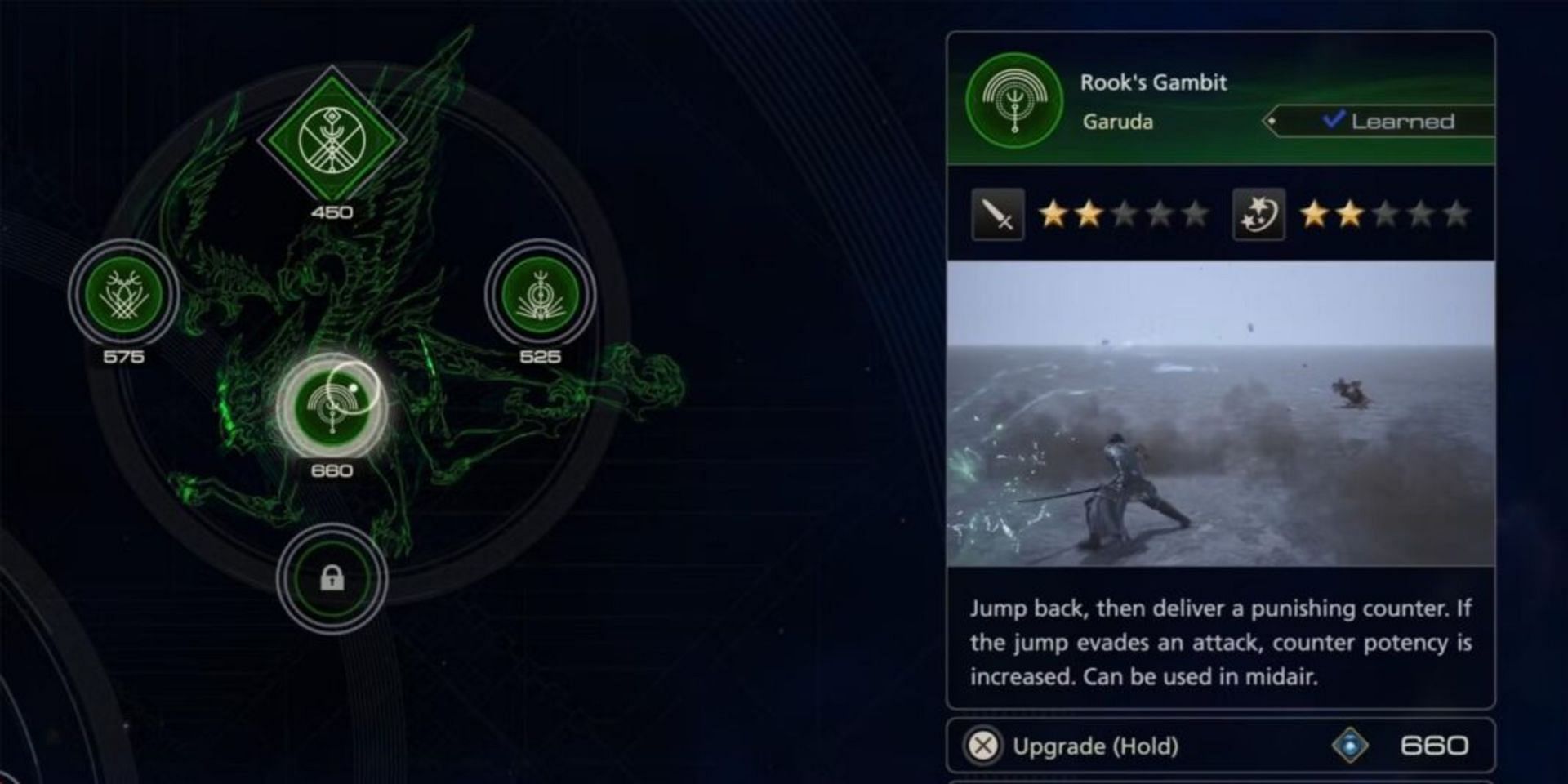 Rook&#039;s Gambit abilities in-game (image via Square Enix)