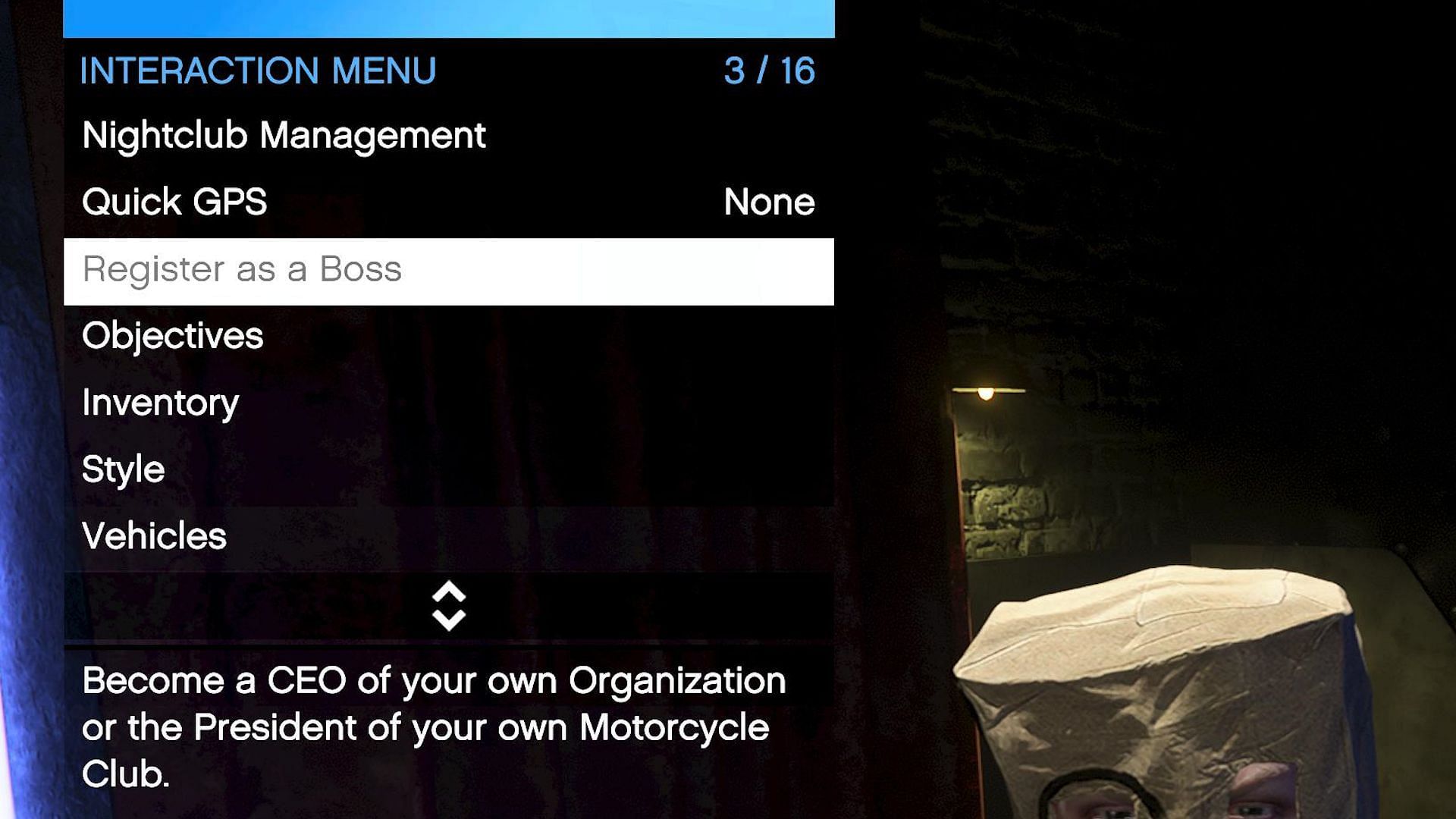 Register as a Boss was introduced in the San Andreas Mercenaries update (Image via Rockstar Games)