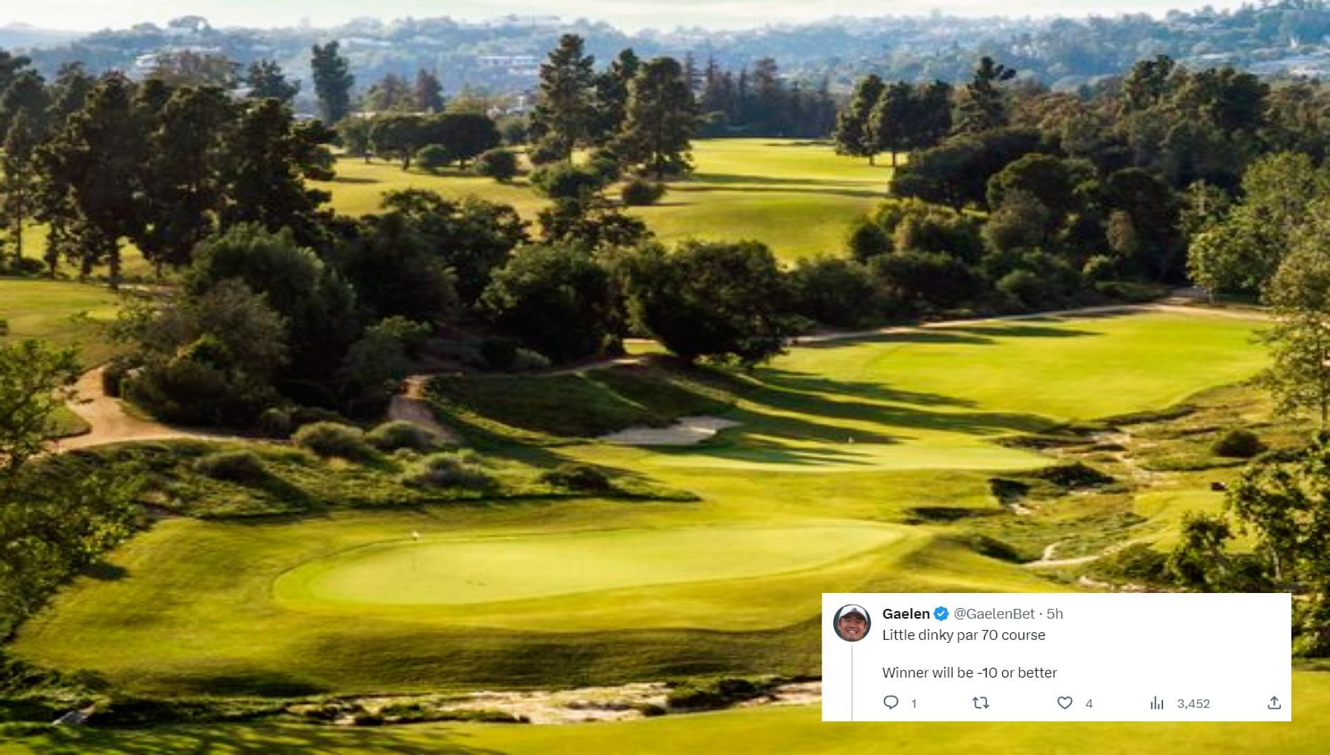 A view of the Los Angeles Country Club golf course, home of the 2023 U.S. Open (Image via Twitter @PGATOUR).