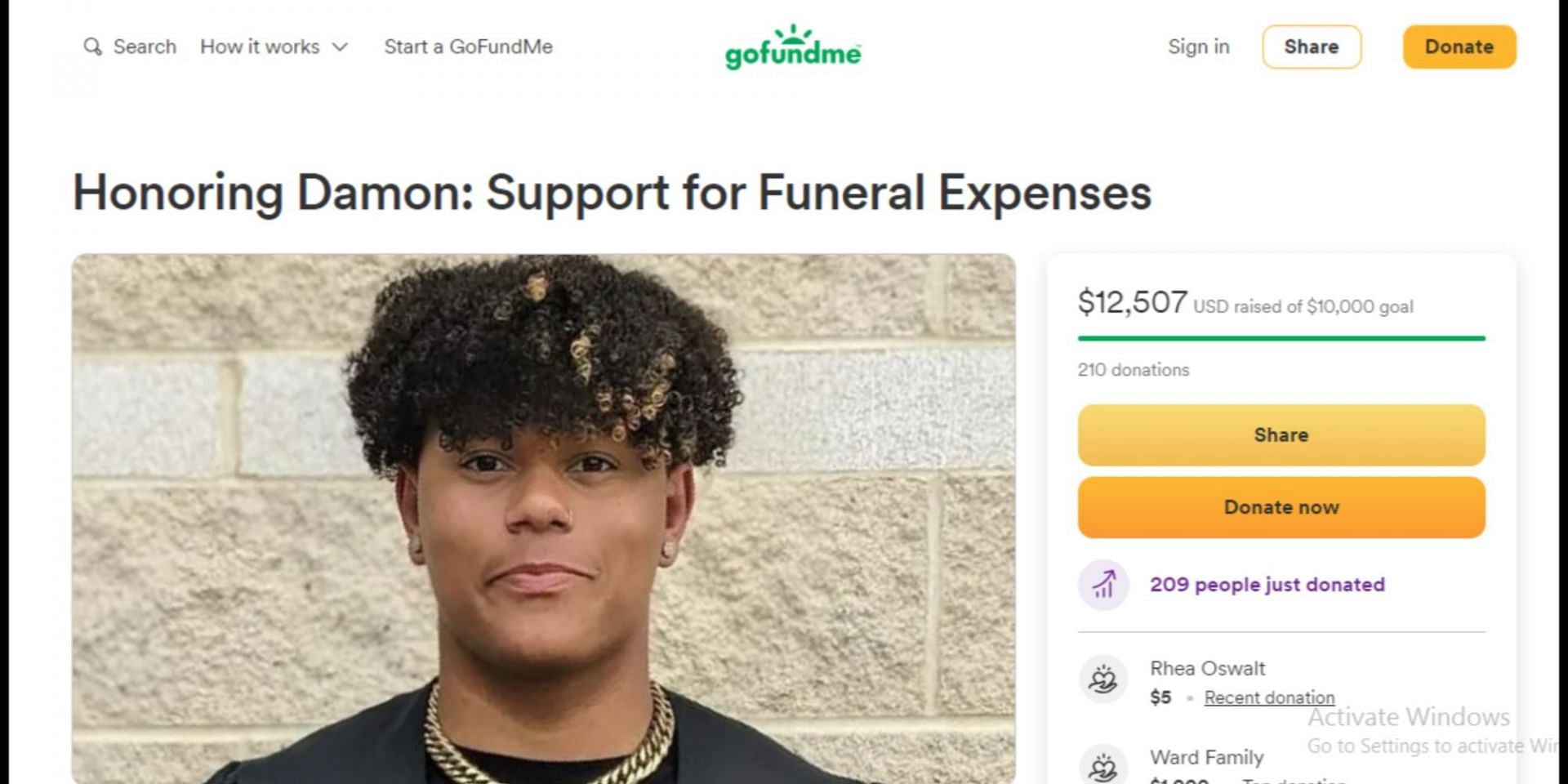 Fundraiser for Damon Mauk raises over $12,000 (Image via GoFundMe)