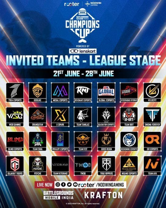 Nodwin x Rooter BGMI Champions Cup 2023 Prize pool distribution revealed
