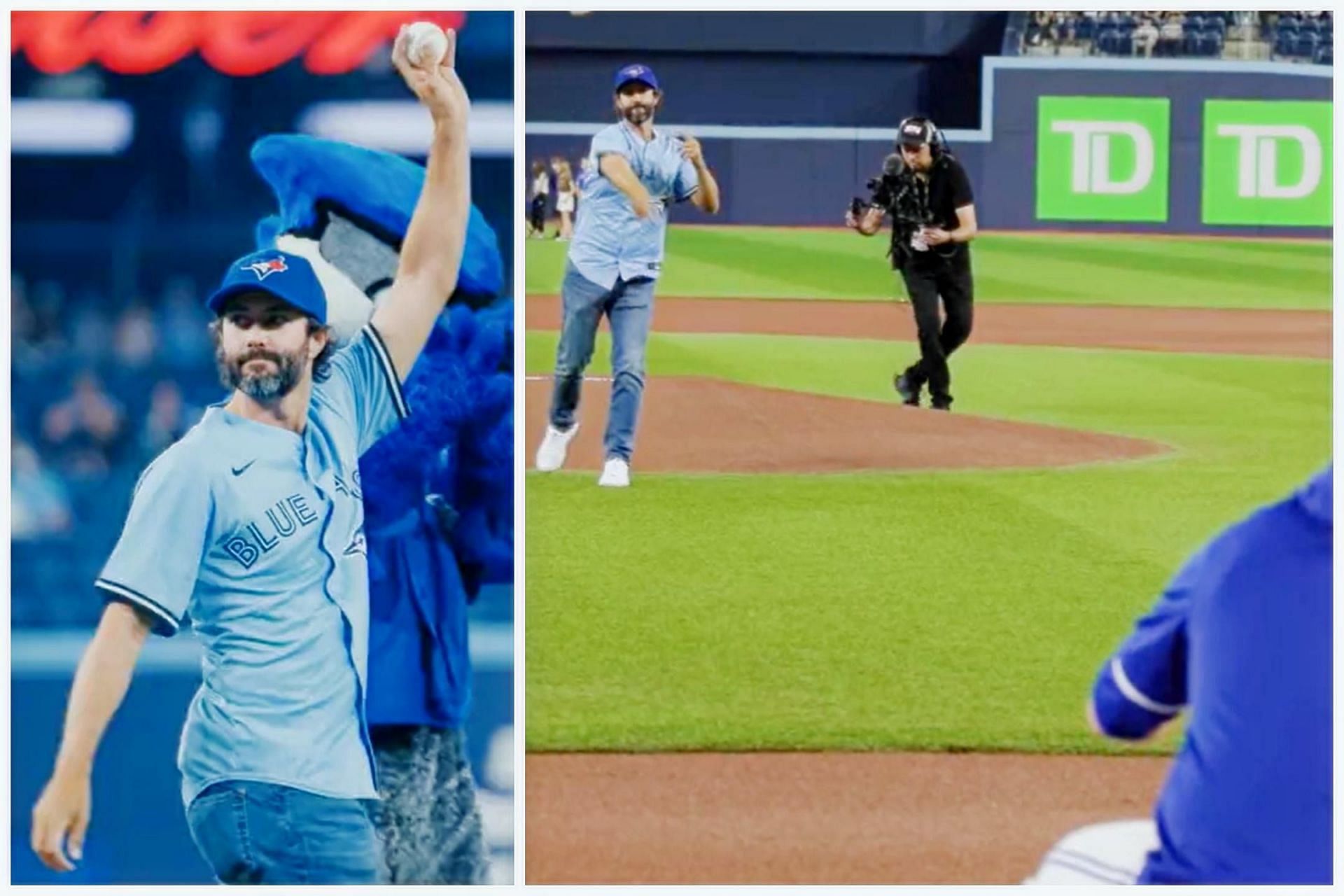 Adam Hadwin threw the first pitch at the Toronto Blue Jays