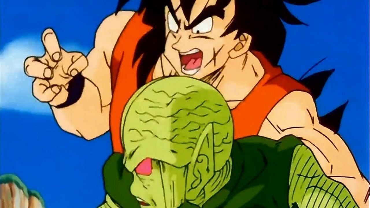 Yamcha (back) seen fighting a Saibamen (front) in the Z anime (Image via Toei Animation)
