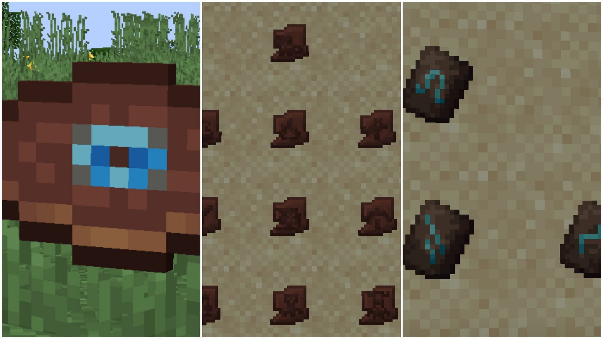 These are some of the rare loot items inside Trail Ruins in the Minecraft 1.20 update (Image via Sportskeeda)