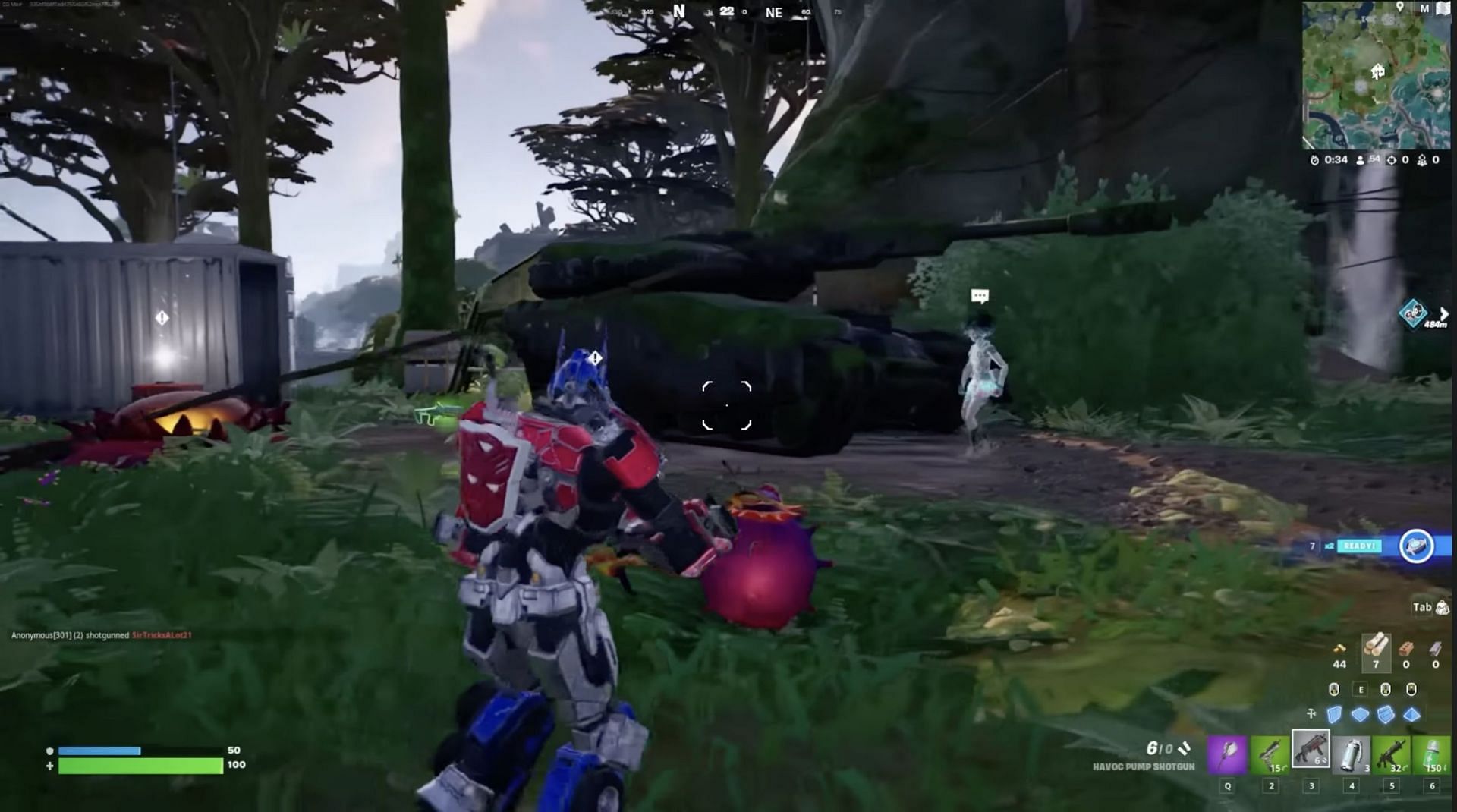Slone&#039;s tank is back on the island (Image via CommunicGaming on YouTube)