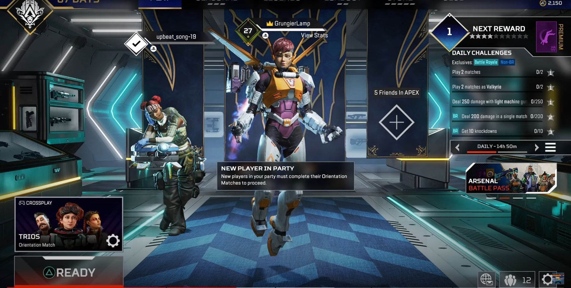 In an AL lobby with a fresh account (Image via Respawn Entertainment and YouTube/GrungierLamp Gaming)