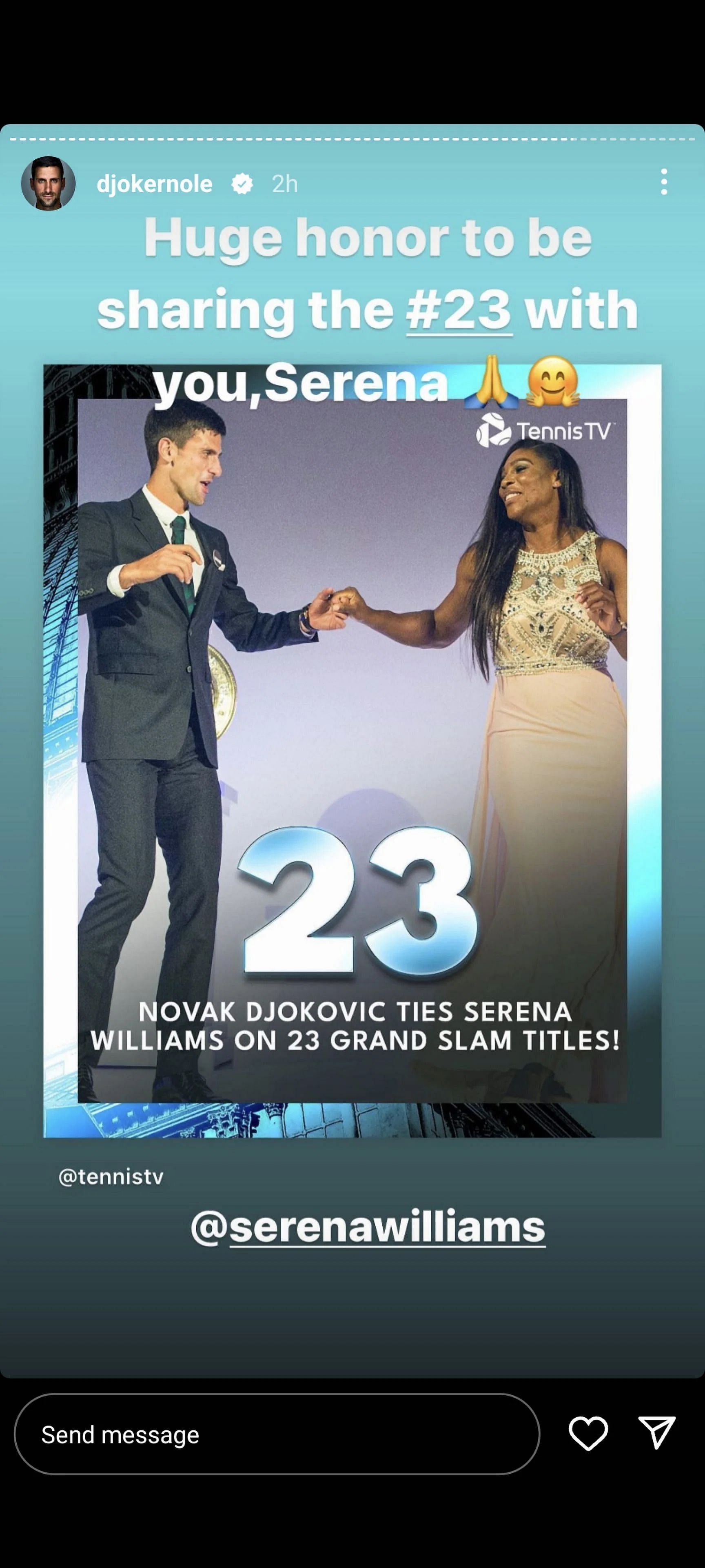 Djokovic&#039;s Instagram story