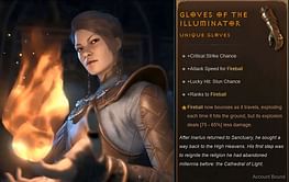Gloves of the Illuminator in Diablo 4: How to get, Unique Effects, Affixes, and more