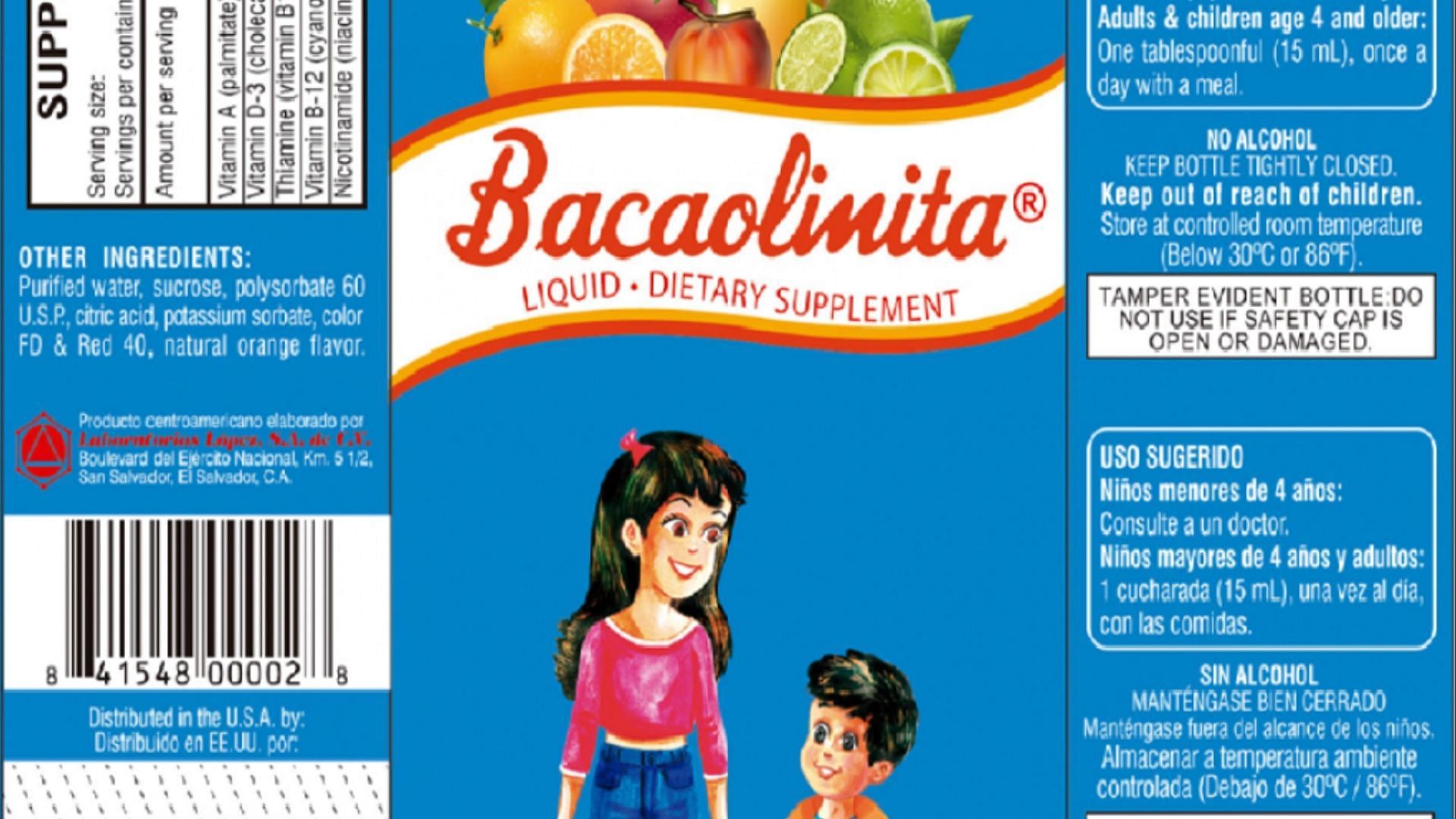 The recalled Laboratorios Lopez&#039;s Bacaolinita dietary supplement contains PEG-40 hydrogenated castor oil which may cause hypersensitivity reactions (Image via Food and Drug Administration)