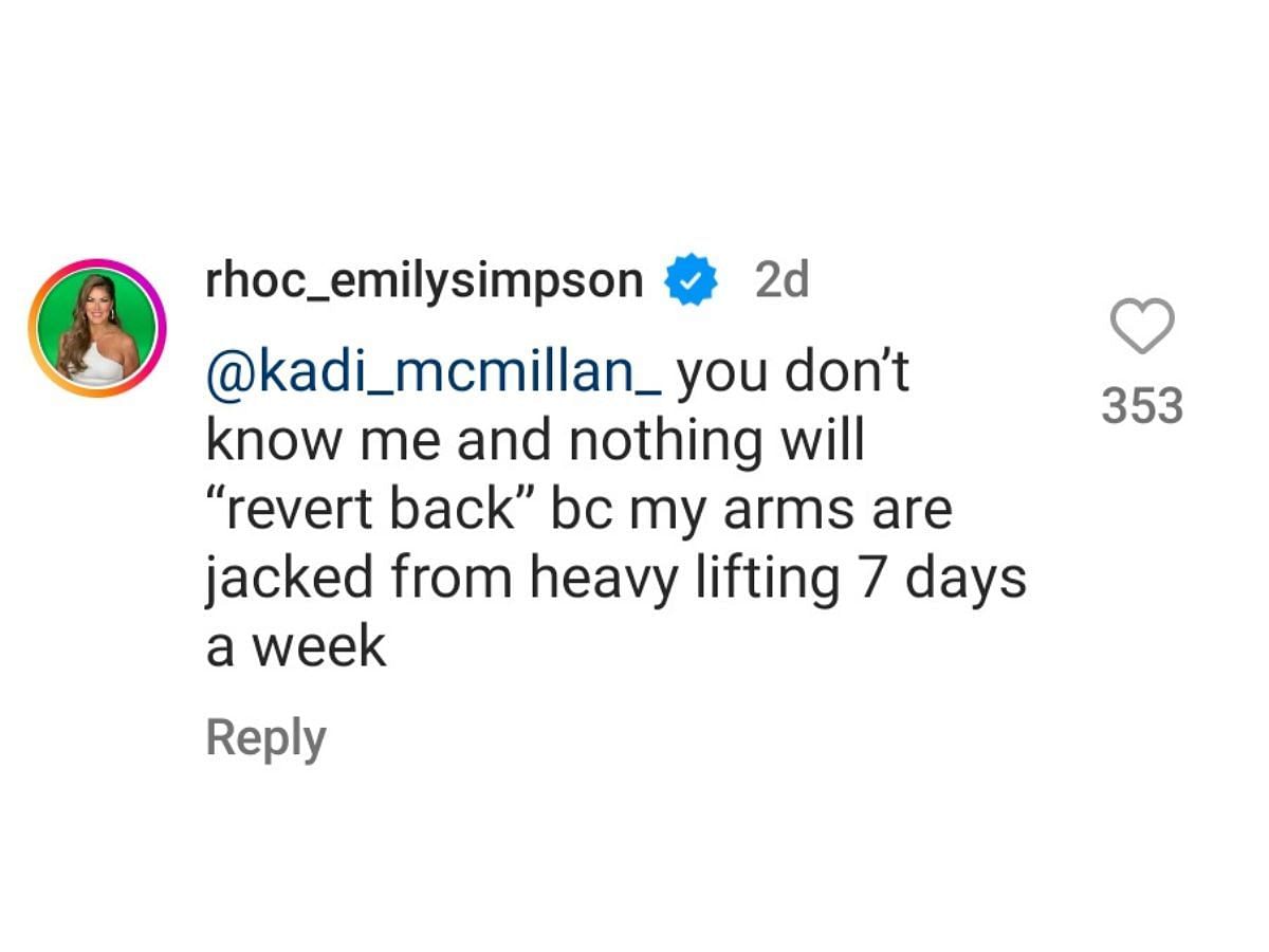 Emily responds to fans about using ozempic (Image via Instagram)