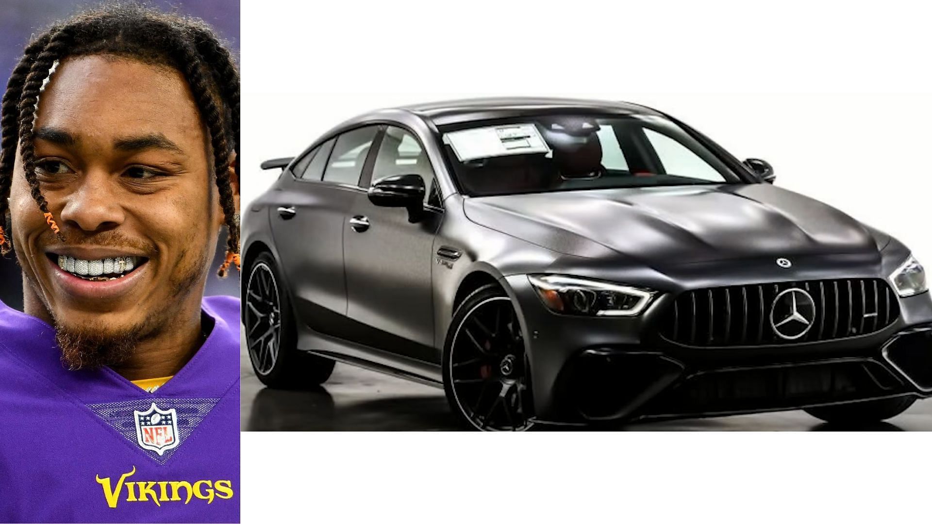 Minnesota Vikings wide receiver Justin Jefferson calls his $150,000 Mercedes AMG the &quot;Batmobile.&quot; (Image via: GQ Sports/YouTube)