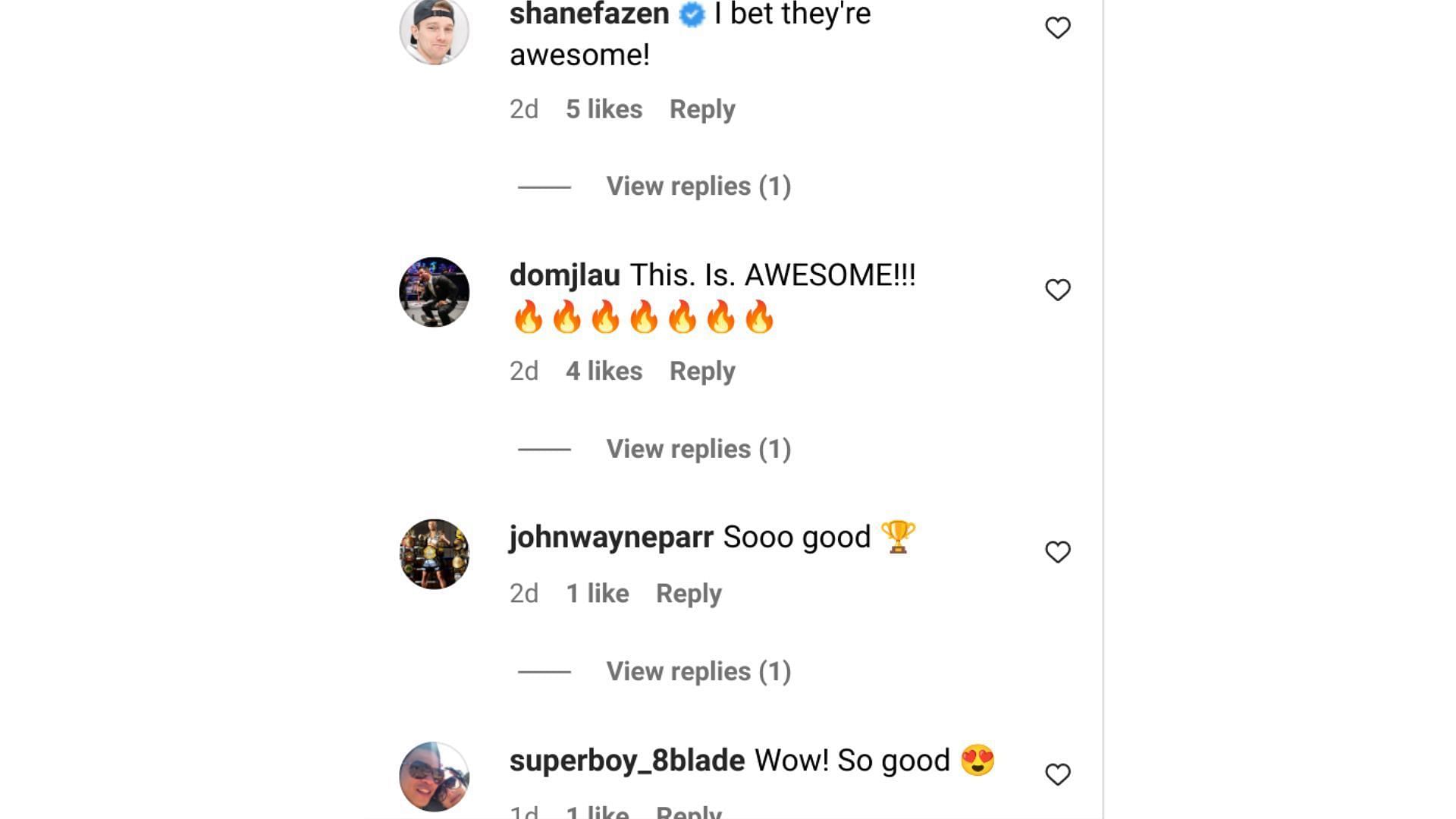 Reactions from Instagram