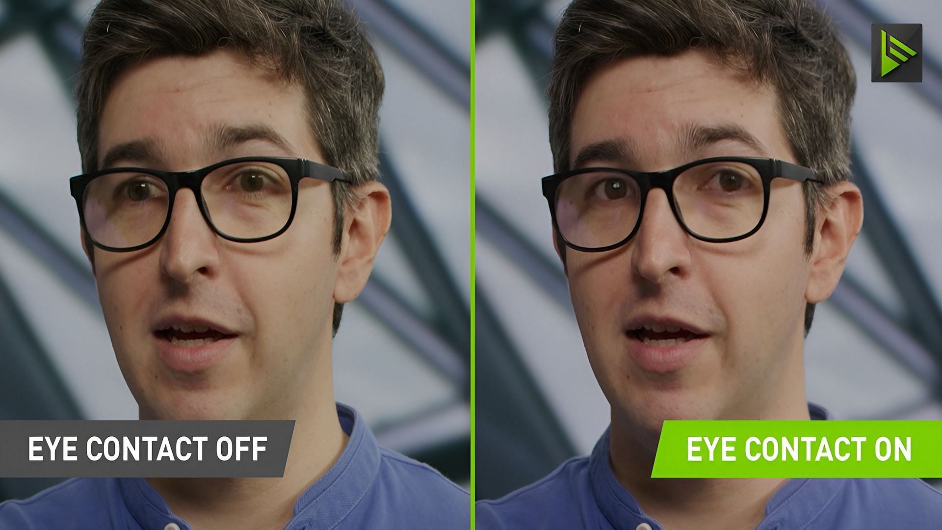 The Nvidia eye contact feature demo (Image via Nvidia)