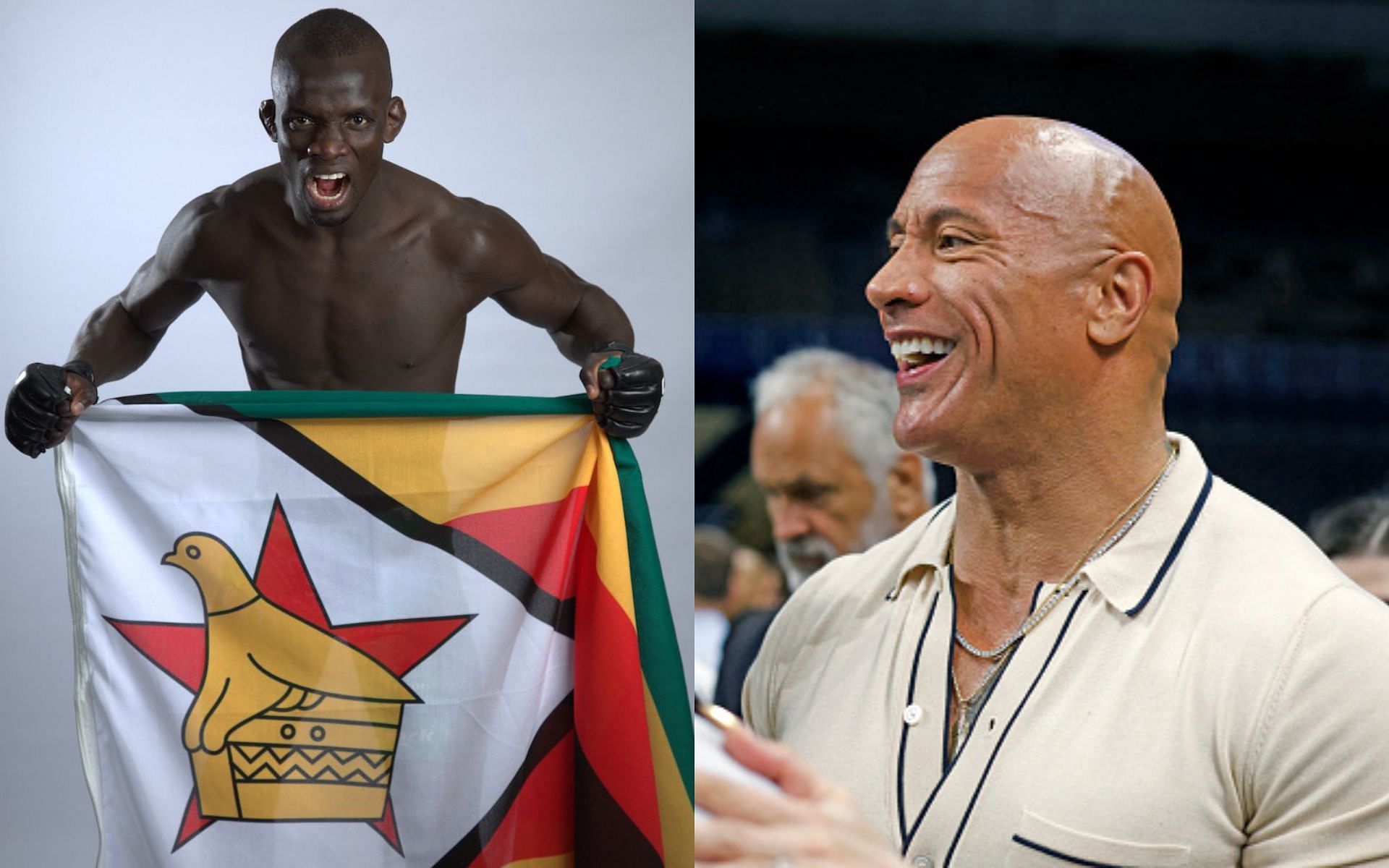 Themba Gorimbo (left) [image courtesy of @TheAnswerMMA/Twitter]; The Rock (right)