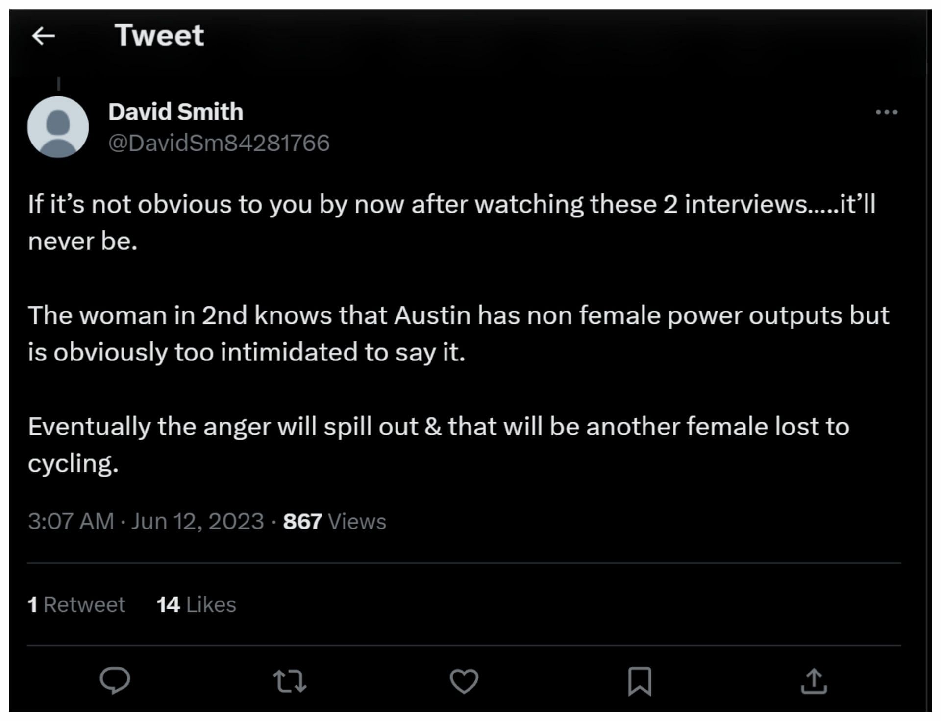 User says that Austin has non-female power outputs that Paige chose not to voice out loud (Image via Twitter/DavidSm84281766)