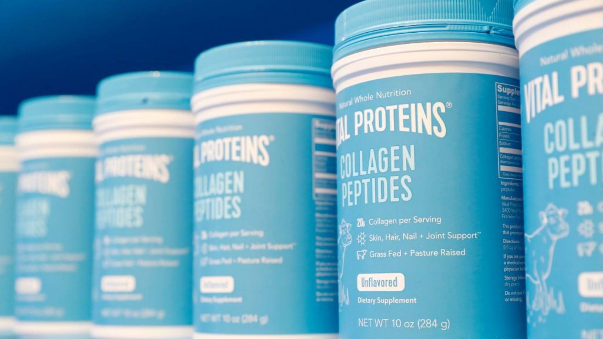The recalled Vital Proteins Collagen Peptides products may contain broken pieces of a blue lid (Image via JP Yim/ Getty Images)