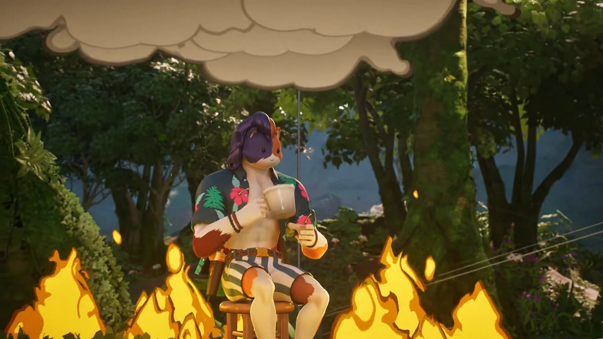 The &quot;This is Fine&quot; emote in Fortnite (Image via Epic Games)
