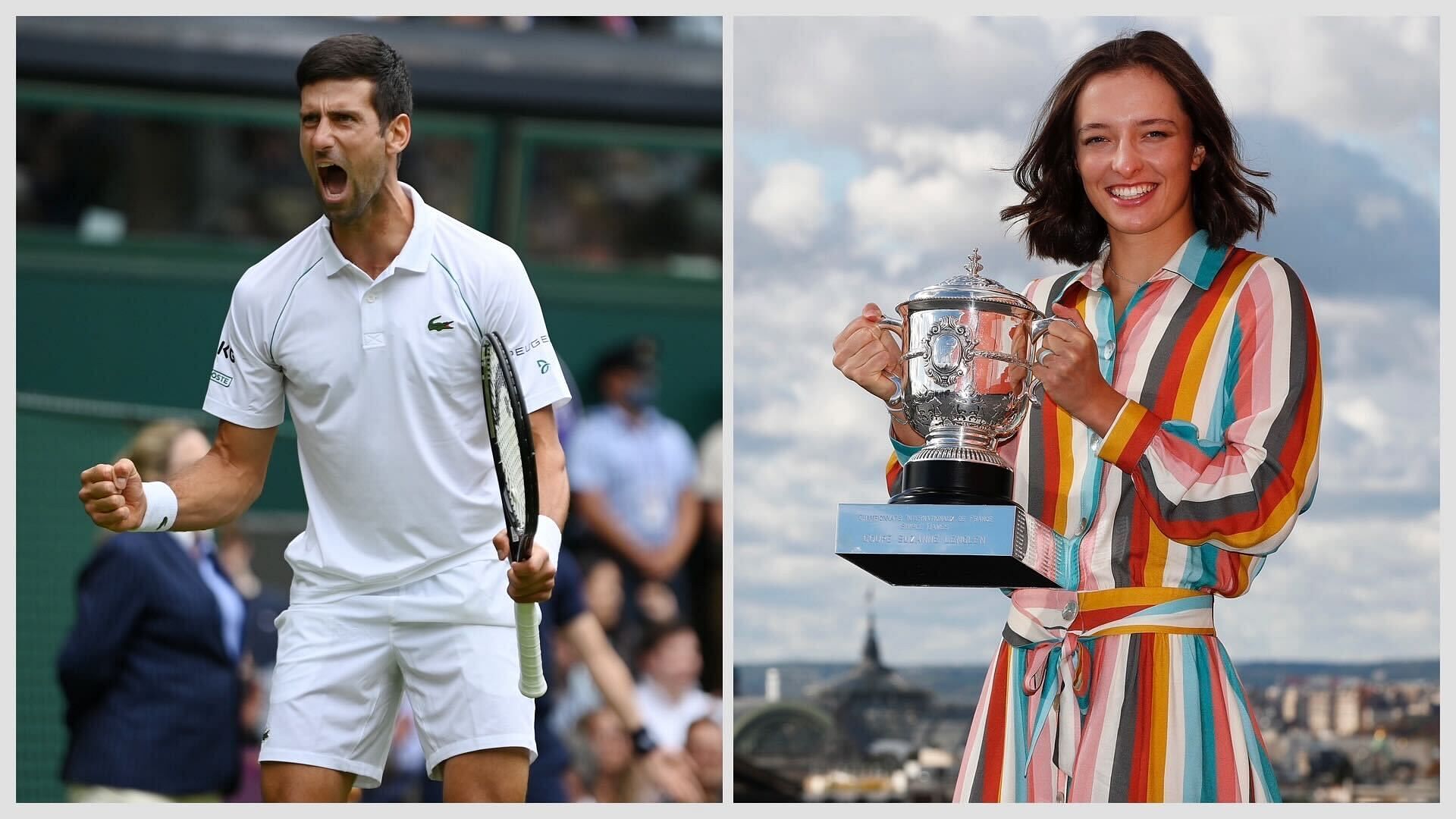 French Open Champions Novak Djokovic (left) and Iga Swiatek (right)