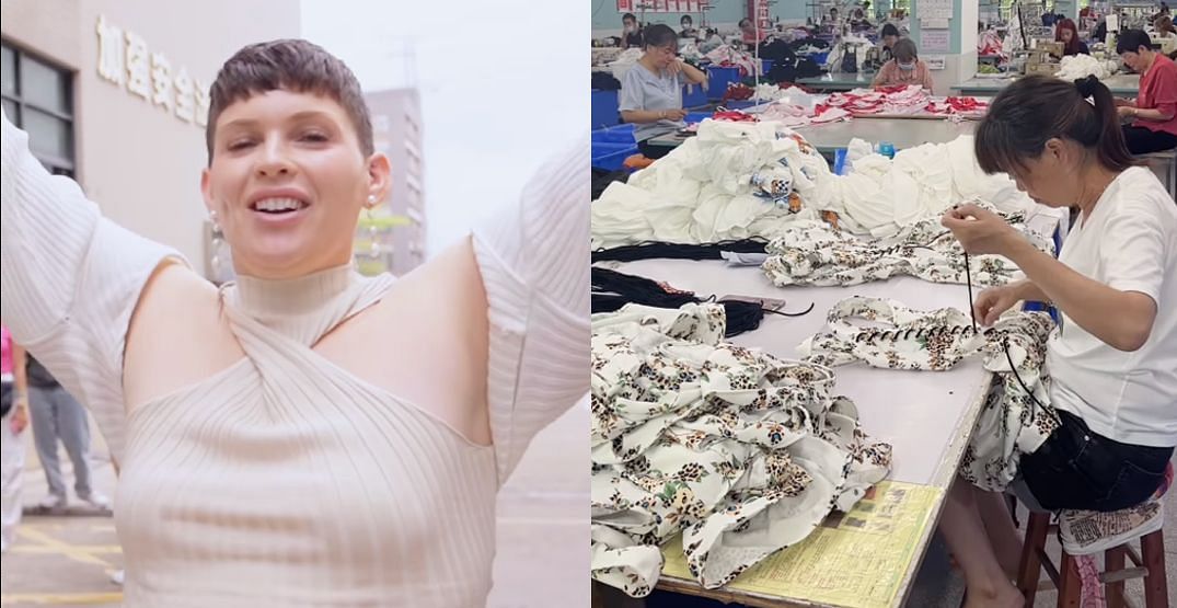 Social media users bashed the fast fashion brand for taking influencers on a paid trip to their factory to talk about their working conditions. (Image via @thisisnefertiti/Twitter)