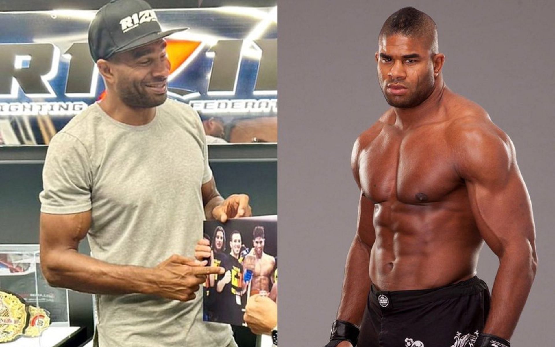 Alistair Overeem after losing weight (left) and Alistair Overeem when he was in the UFC (right) (Image credits @lefthookclub on Twitter)