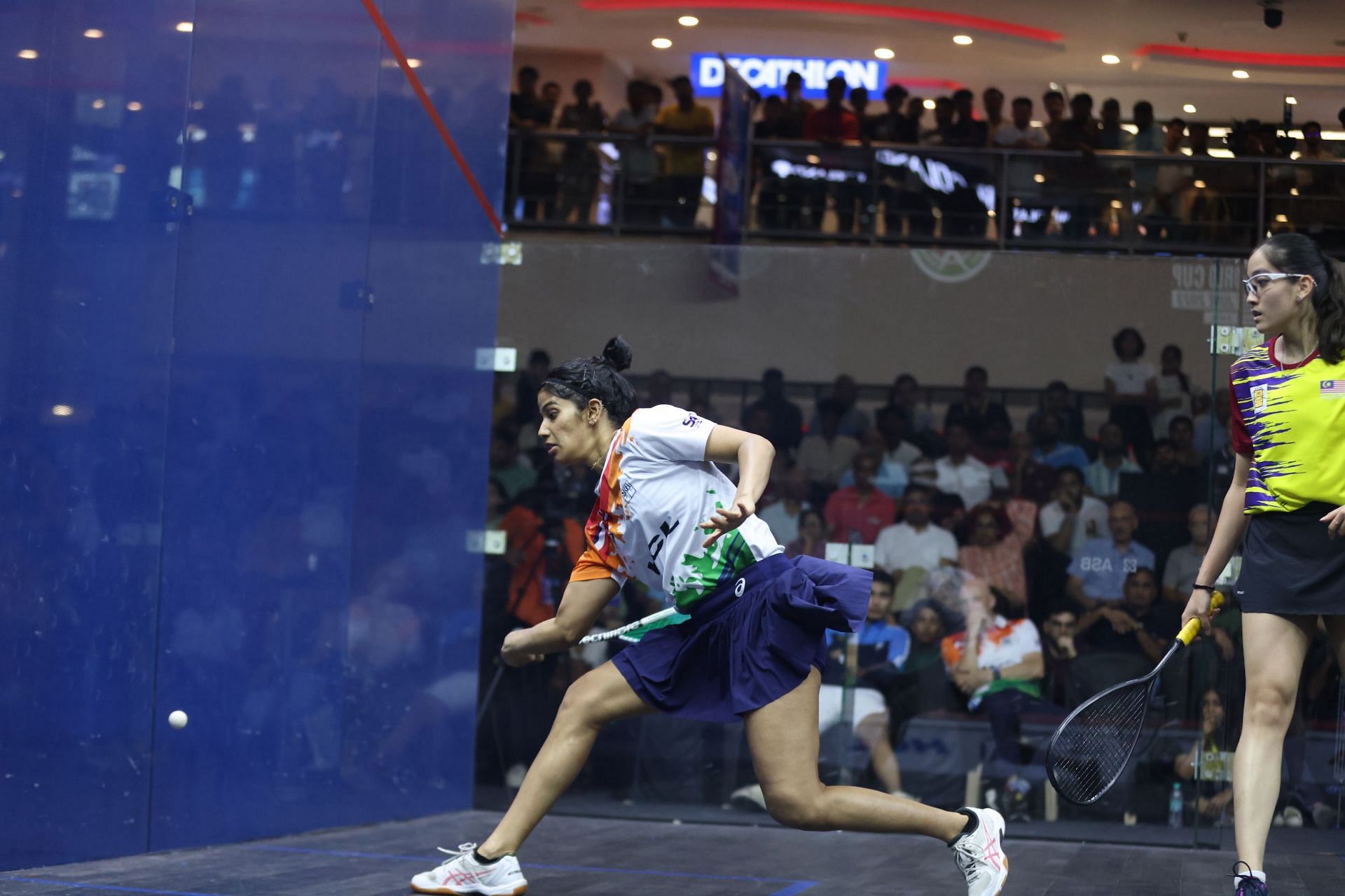 Joshna Chinappa in action for India at the Squash World Cup 2023