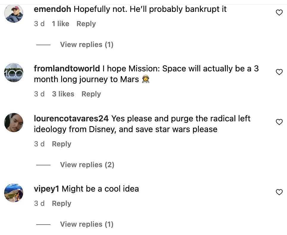 Netizens react to claims about Musk buying Disney World (Image via Instagram)