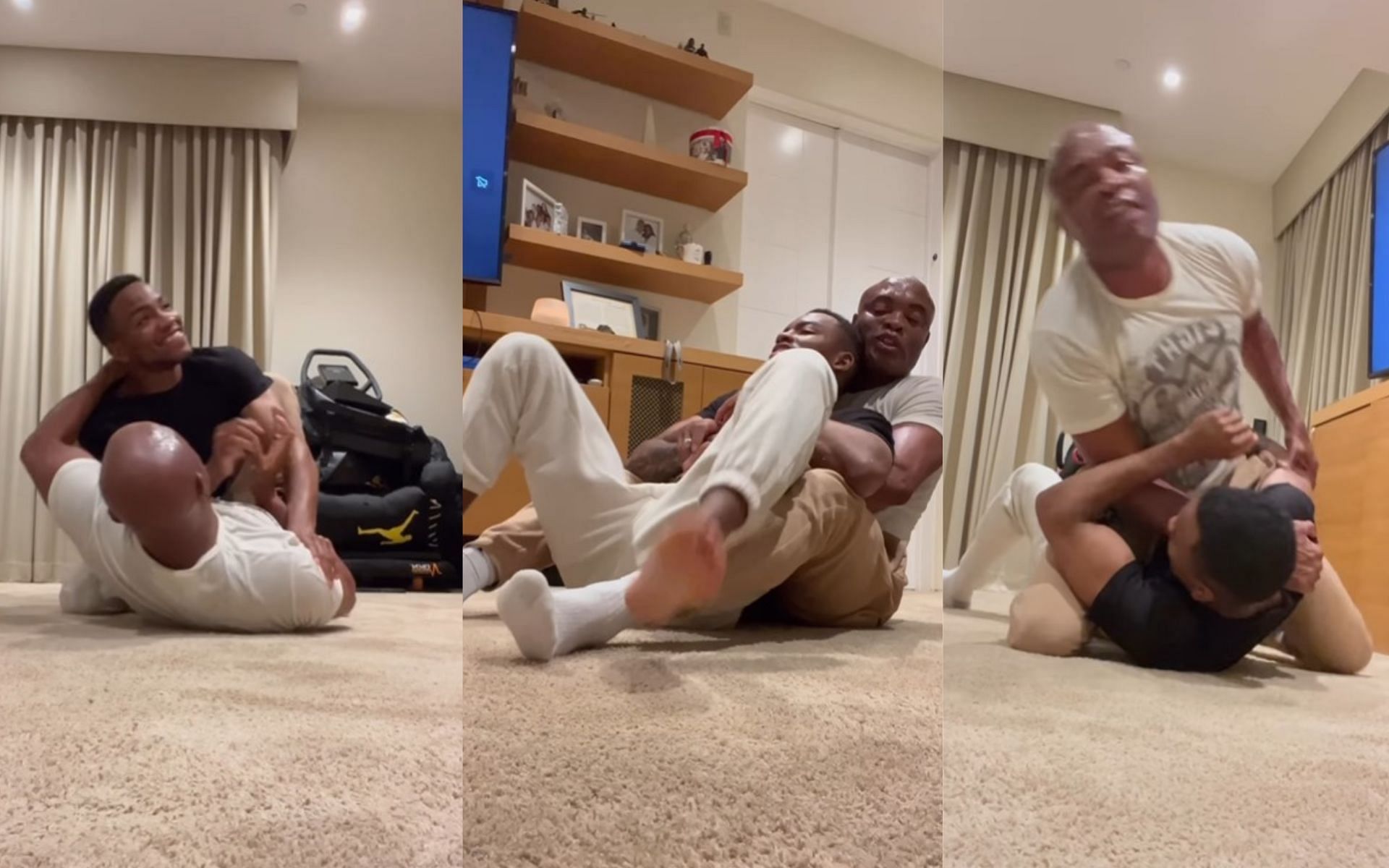 Screenshots of Anderson Silva rolling with his son [Images Courtesy: @kalylsilva on Instagram]