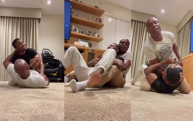 Anderson Silva hands son a reality check by making him tap countless times in submission clinic