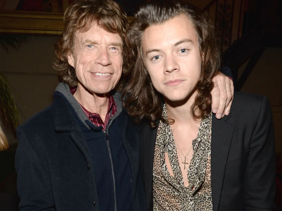 Mick Jagger and Harry Styles at the Rolling Stones concert in Los Angeles in 2015 (Image via Getty)