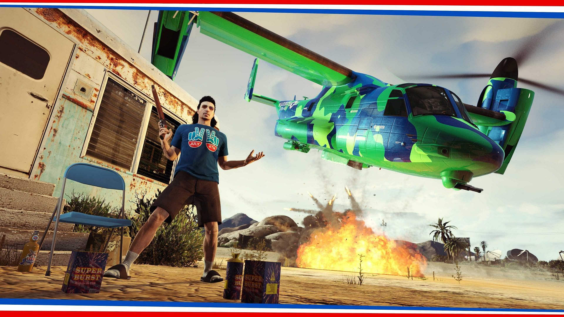 The Blue &amp; Green Camo livery for the Avenger is still available to claim (Image via Rockstar Games)