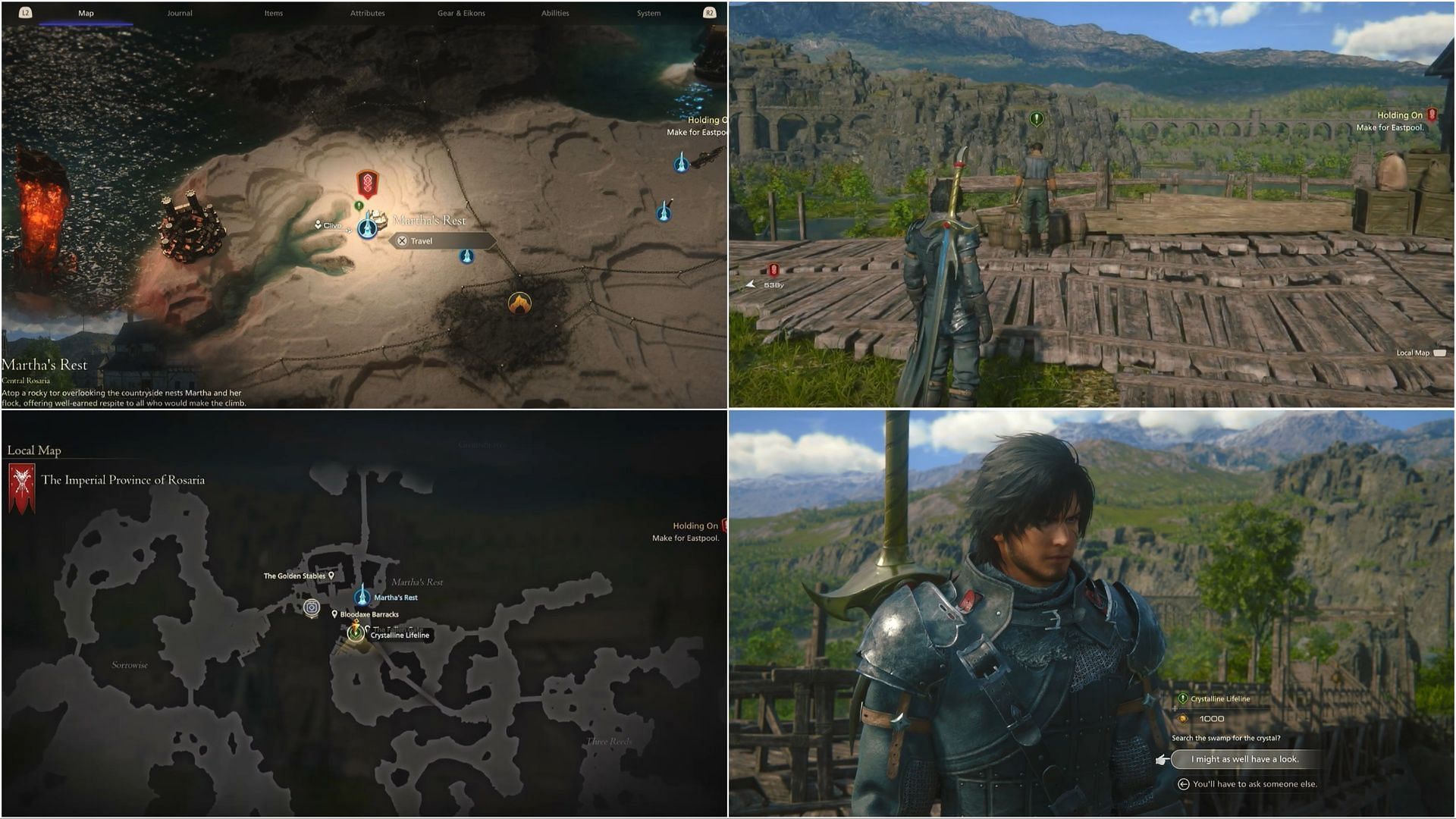 Open the map and choose the Martha&#039;s Rest region (Image via Square Enix)