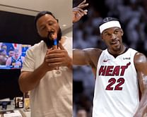 Watch- DJ Khaled lights up a cigar in celebration after Miami Heat takes Game 2 of the NBA Finals