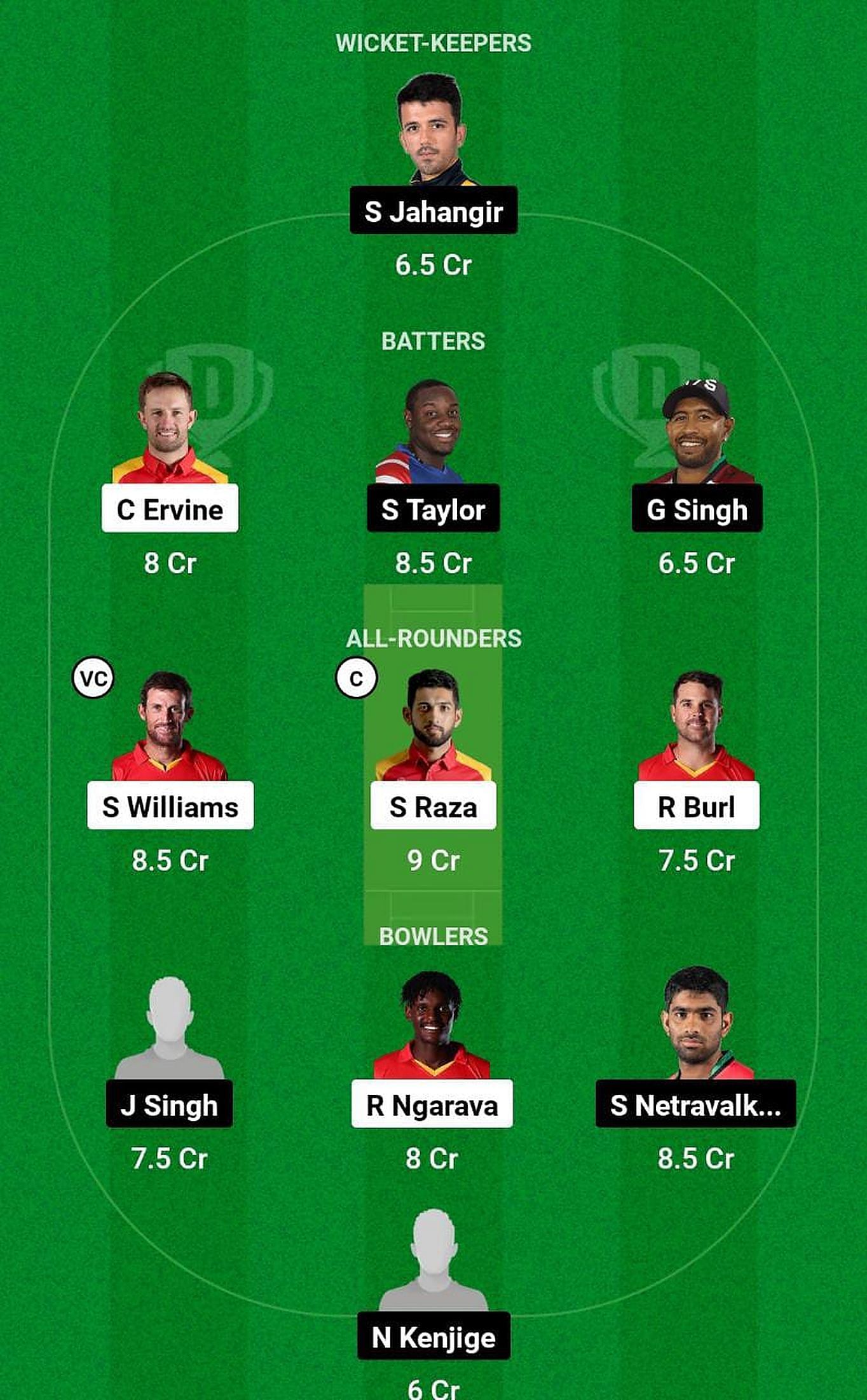 ZIM vs USA Fantasy Suggestion Team 1