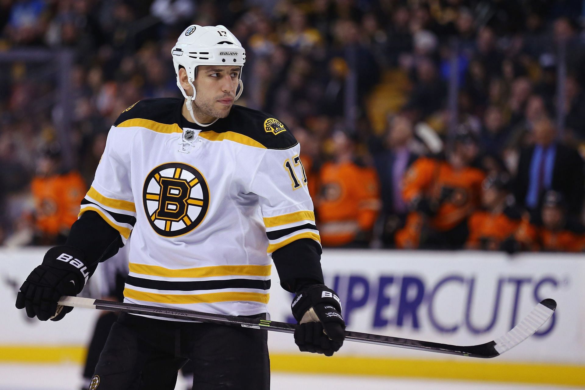 Lucic is playing for the Boston Bruins.