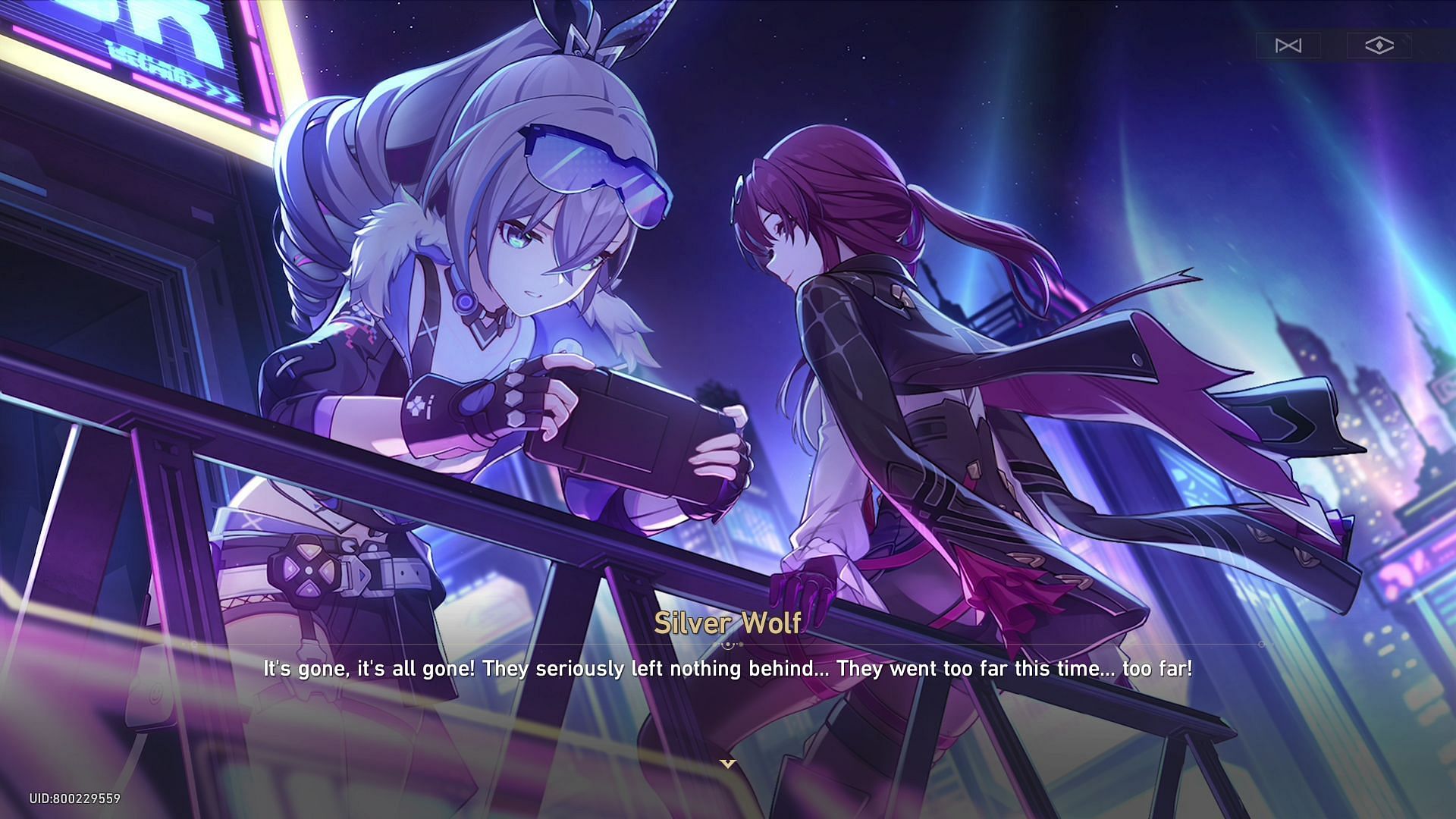 Silver Wolf and Kafka in the event cutscene (Image via HoYoverse) 