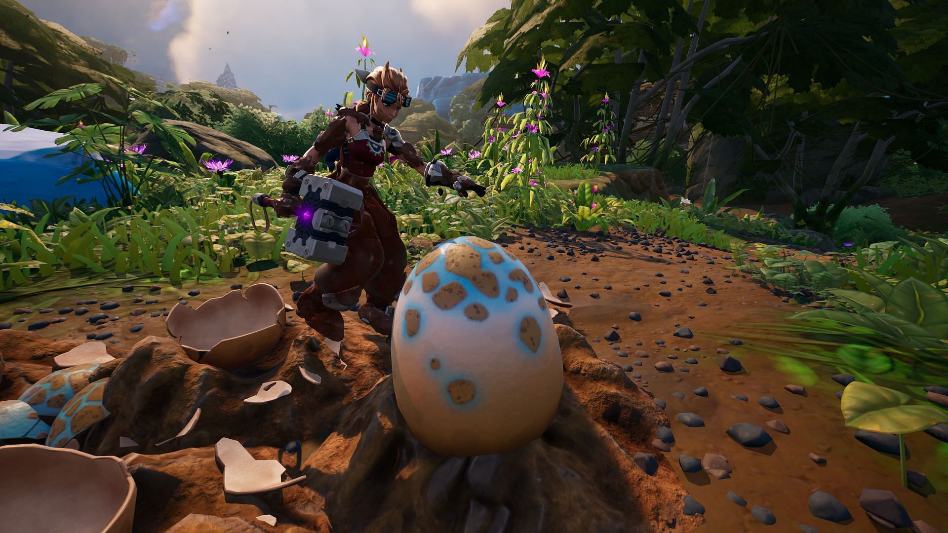 Raptor eggs can be tricky to find in the thick undergrowth (Image via Epic Games/Fortnite)