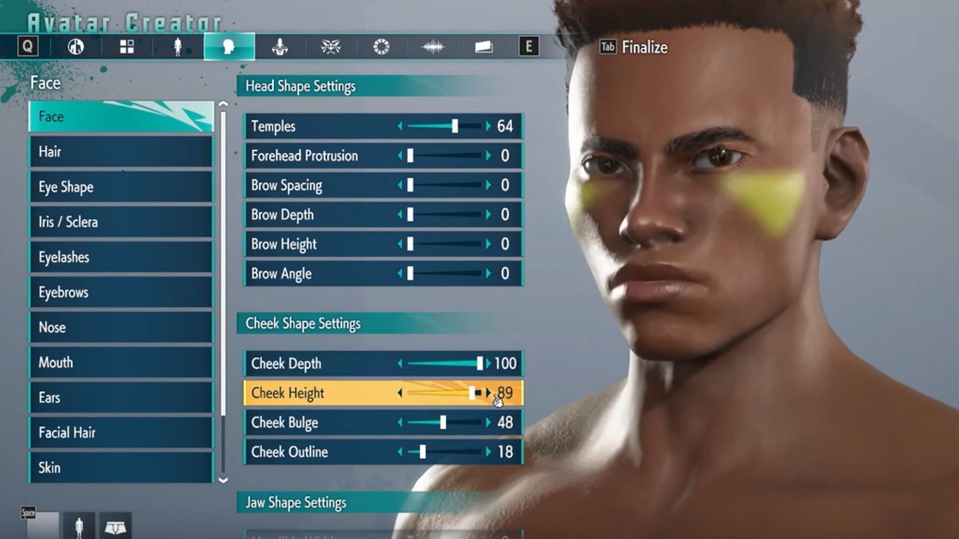 You have the option to adjust the depth of each facial feature (Image via Capcom)