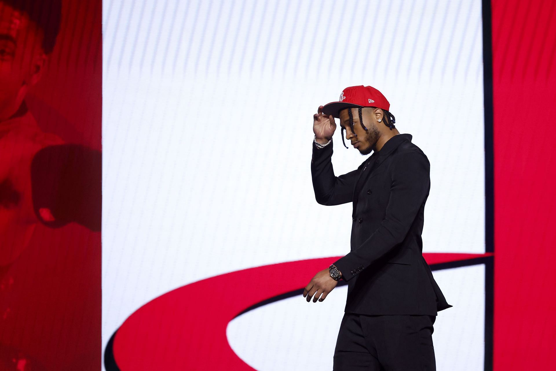 Cam Whitmore celebrates after being drafted 20th overall pick by the Houston Rockets