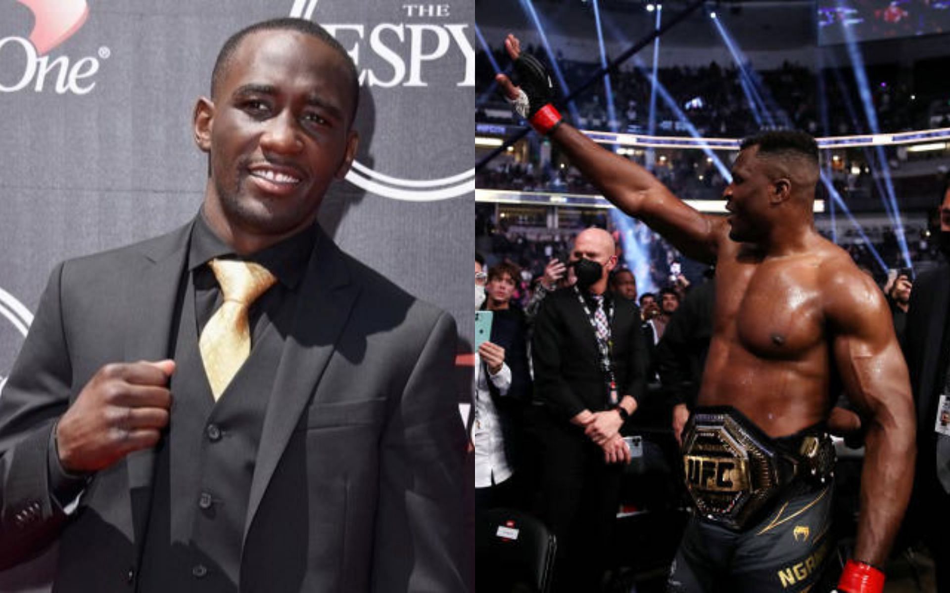 Terence Crawford [image courtesy of @terencecrawford] (left); Francis Ngannou (right)