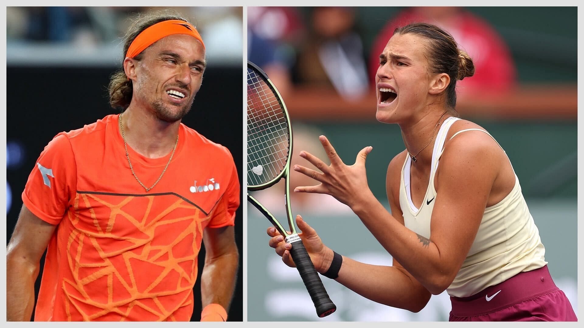 Alexandr Dolgopolov (L) and Aryna Sabalenka (R)