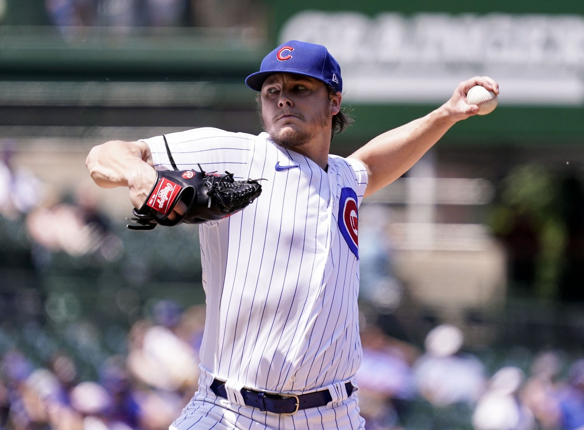 Justin Steele of the Chicago Cubs pitches during the third inning of a game against the Tampa Bay Rays.