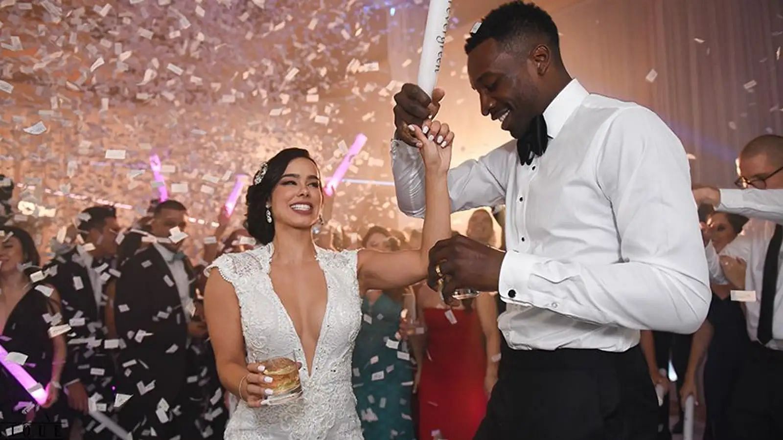 NBA veteran celebrates his wedding with his wife Stephanie.