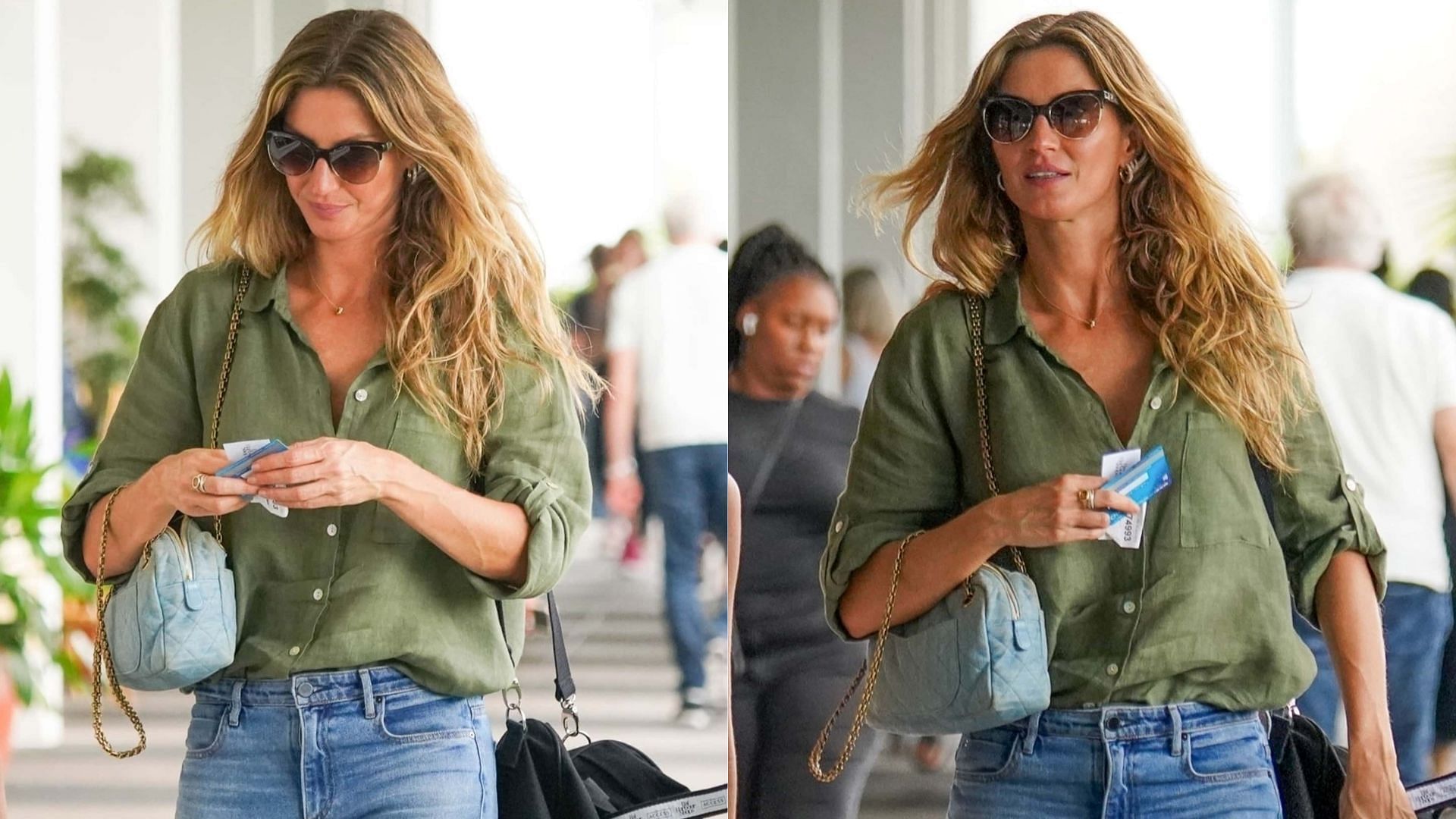 Brazilian supermodel Gisele Bundchen wears a casual attire while visiting a shopping district in Miami, Florida. (Image from meaww.com via BackGrid)