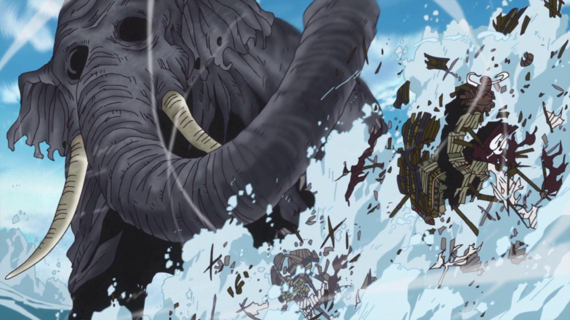 Zunisha destroying Jack's fleet (Image via Toei Animation, One Piece)