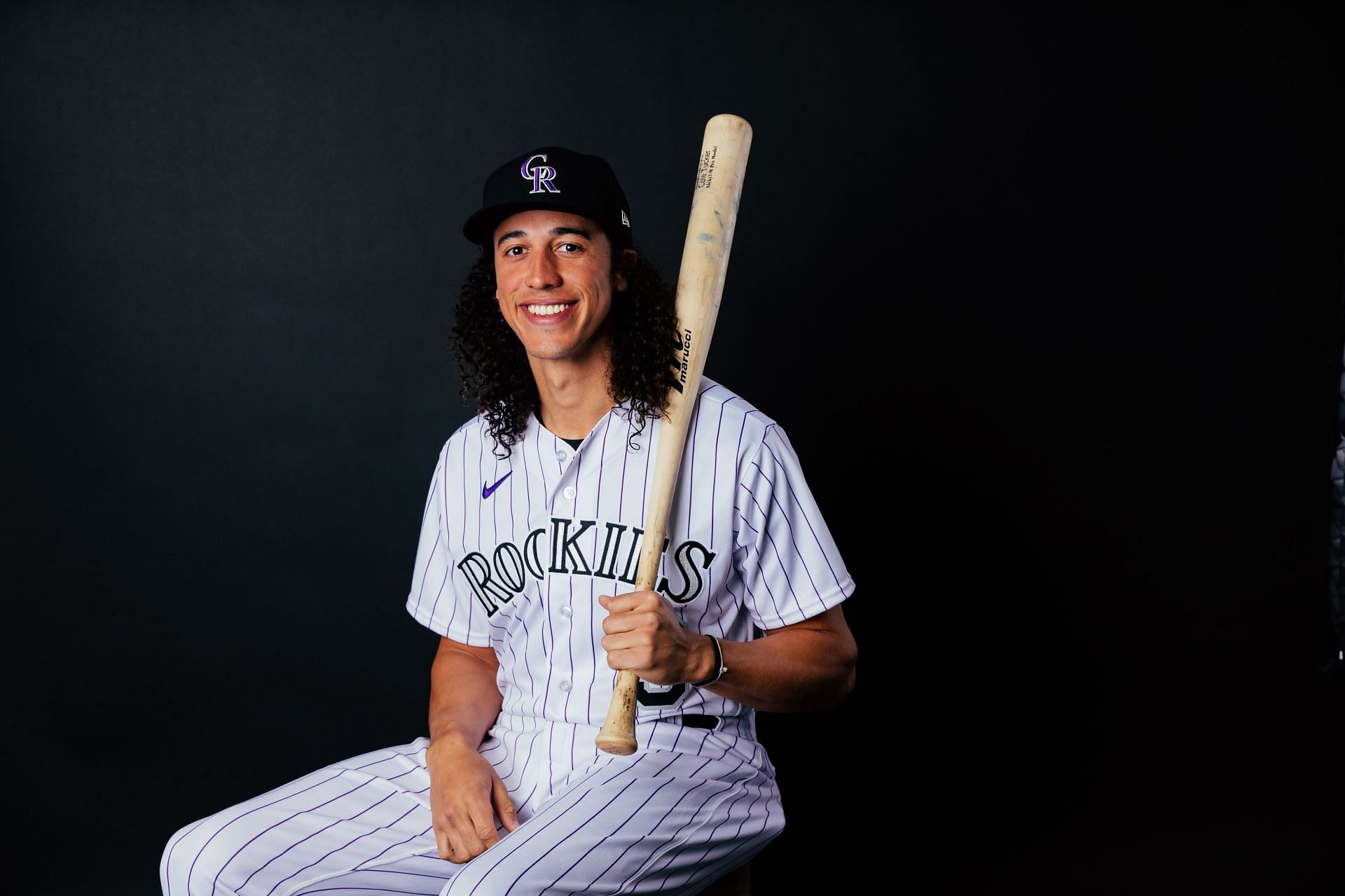 Colorado Rockies Photo Day: SCOTTSDALE, ARIZONA - FEBRUARY 24: Cole Tucker #3 of the Colorado Rockies poses for a photo during media day at Salt River Fields at Talking Stick on February 24, 2023 in Scottsdale, Arizona. (Photo by Carmen Mandato/Getty Images)