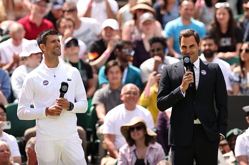 Novak Djokovic and Roger Federer at Wimbledon 2022