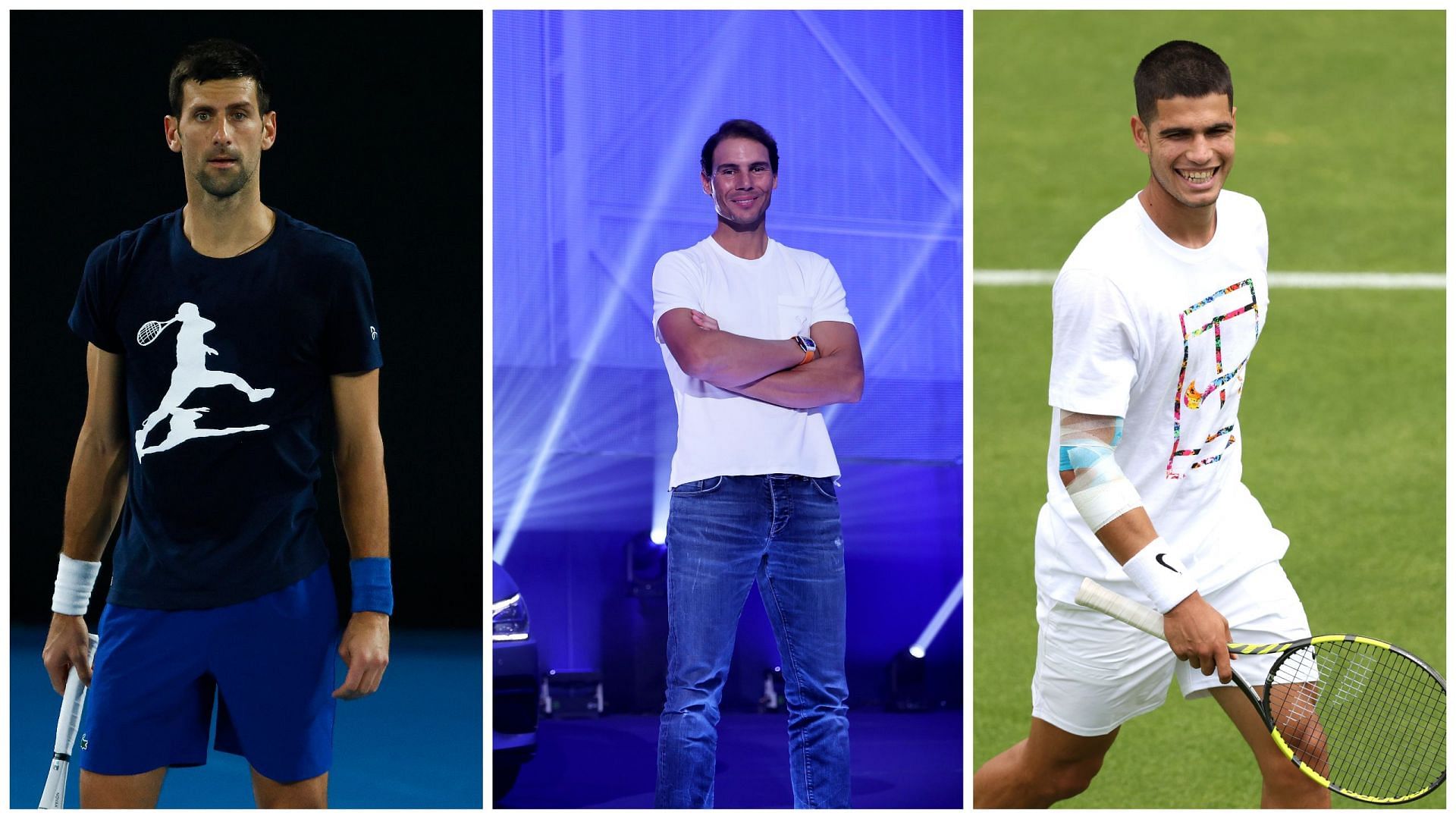 Novak Djokovic, Rafael Nadal and Carlos Alcaraz.