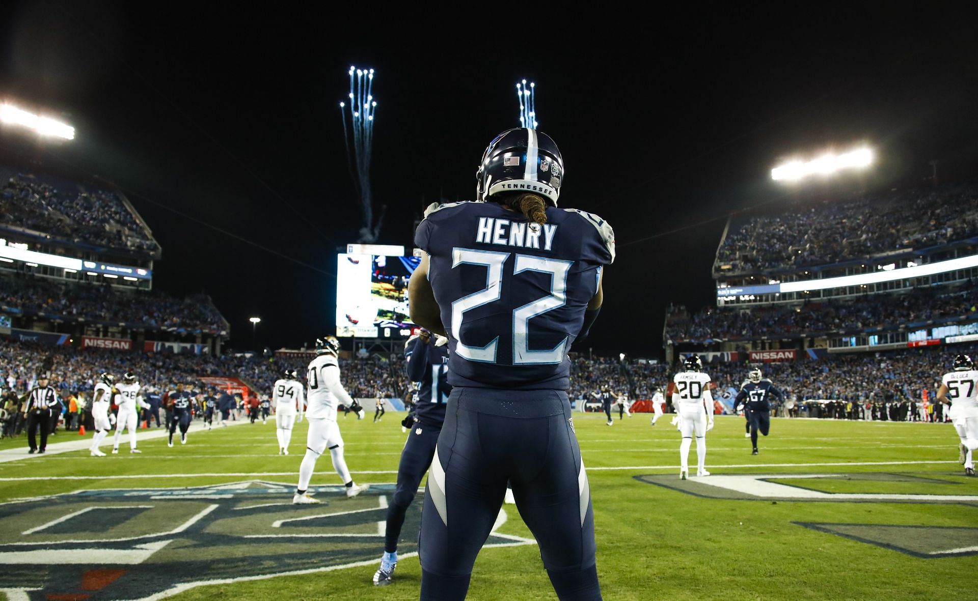 January 7, 2023: Tennessee Titans running back Derrick Henry (22) during a  game against the Jacksonville Jaguars in Jacksonville, FL. Romeo T  Guzman/CSM/Sipa USA.(Credit Image: © Romeo Guzman/Cal Sport Media/Sipa USA  Stock