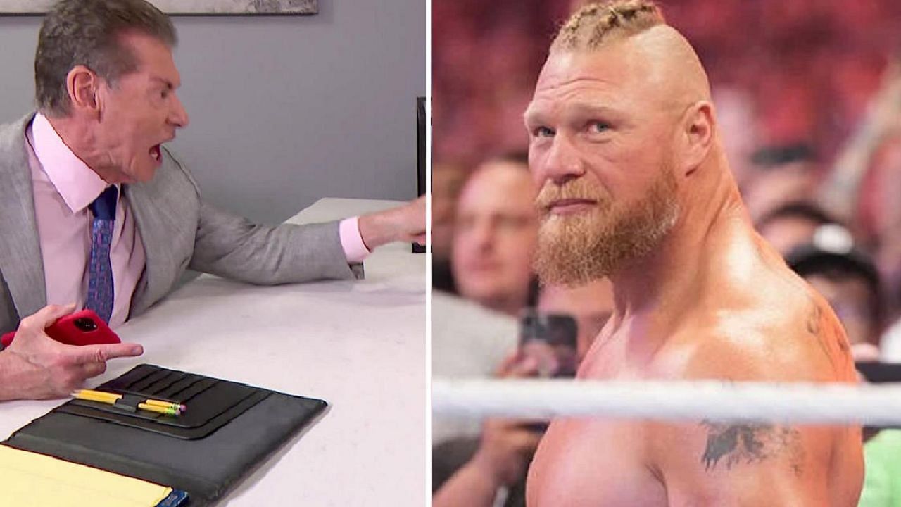 Vince McMahon (left); Brock Lesnar (right)